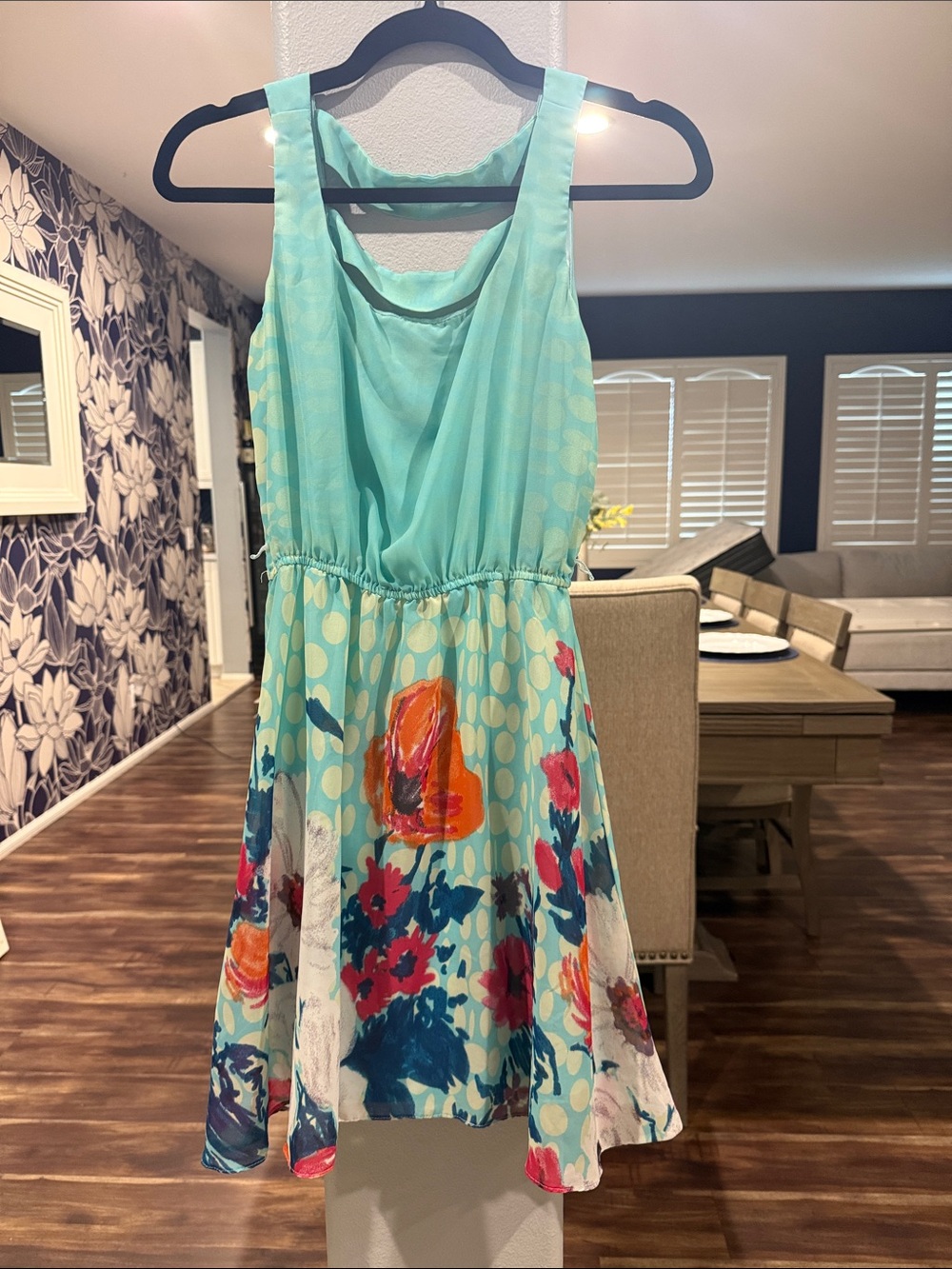 Teeze Me Aqua Floral Sleeveless Sundress